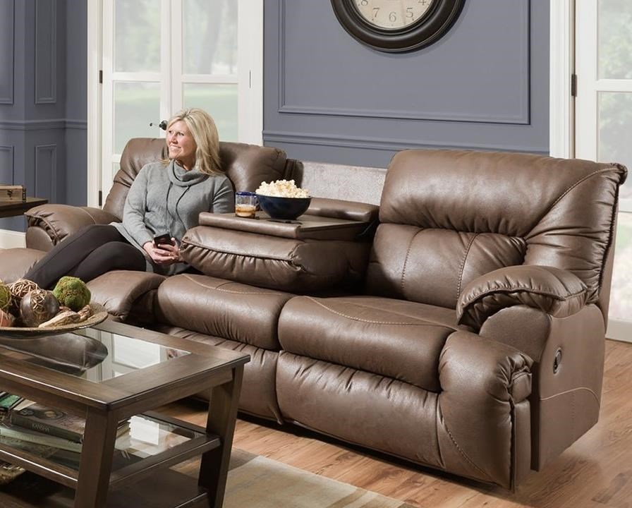 Reclining sofa with best sale pull down table